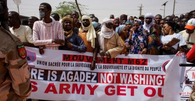 Nigeriens gather to protest against U.S. military presence, Agadez, Niger, April 21, 2024. (Reuters Photo)