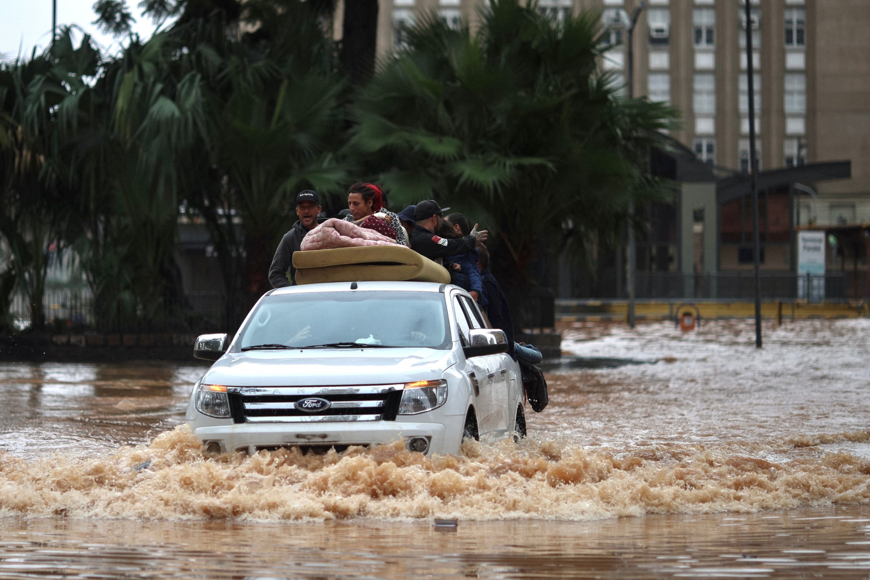 Homeless people are rescued in the Historic Center of Porto Alegre, Rio da Grande do State, Brazil, May 4, 2024. (AFP Photo)