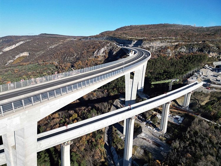 A general view of viaducts, part of Divaca-Koper Railway Project, Slovenia, May 5, 2024. (AA Photo)
