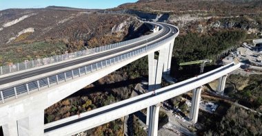 A general view of viaducts, part of Divaca-Koper Railway Project, Slovenia, May 5, 2024. (AA Photo)