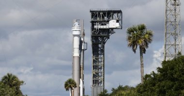 Boeing&#039;s Starliner capsule atop an Atlas V rocket is rolled out to the launch pad at Space Launch Complex 41, Cape Canaveral, Florida, U.S., May 4, 2024. (AP Photo)