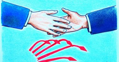 "Although CHP's Özel highlighted the importance of shaking hands and noted that he discussed “everything” with President Erdoğan, some of his party’s senior officials and parliamentarians have marched to the Ministry of Education and described the new education model as 'obsolete.'" (Illustration by Erhan Yalvaç)