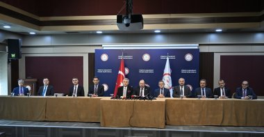 Supreme Election Council (YSK) Chair Ahmet Yener (C) announces the official election results in the capital, Ankara, Türkiye, May 6, 2024. (AA Photo)