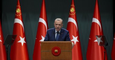 President Recep Tayyip Erdoğan speaks to reporters following a cabinet meeting in the capital Ankara, May 6, 2024. (AA Photo)