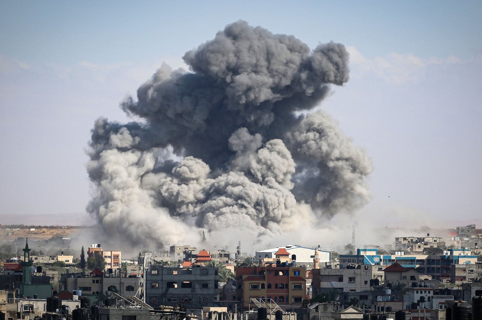 Smoke billows after Israeli bombardment in Rafah, in the southern Gaza Strip on May 6, 2024. (AFP Photo)