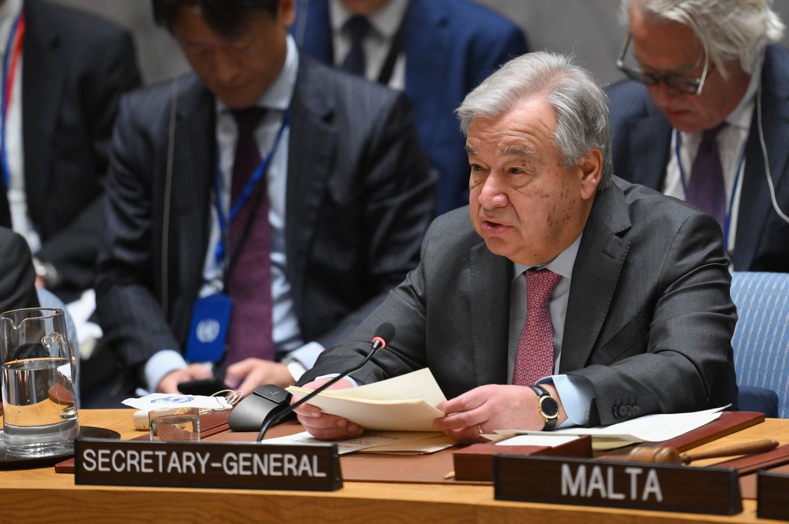 U.N. Secretary-General Antonio Guterres speaks during a U.N. Security Council meeting on the situation in the Middle East, in New York City on April 18, 2024. (AFP File Photo)