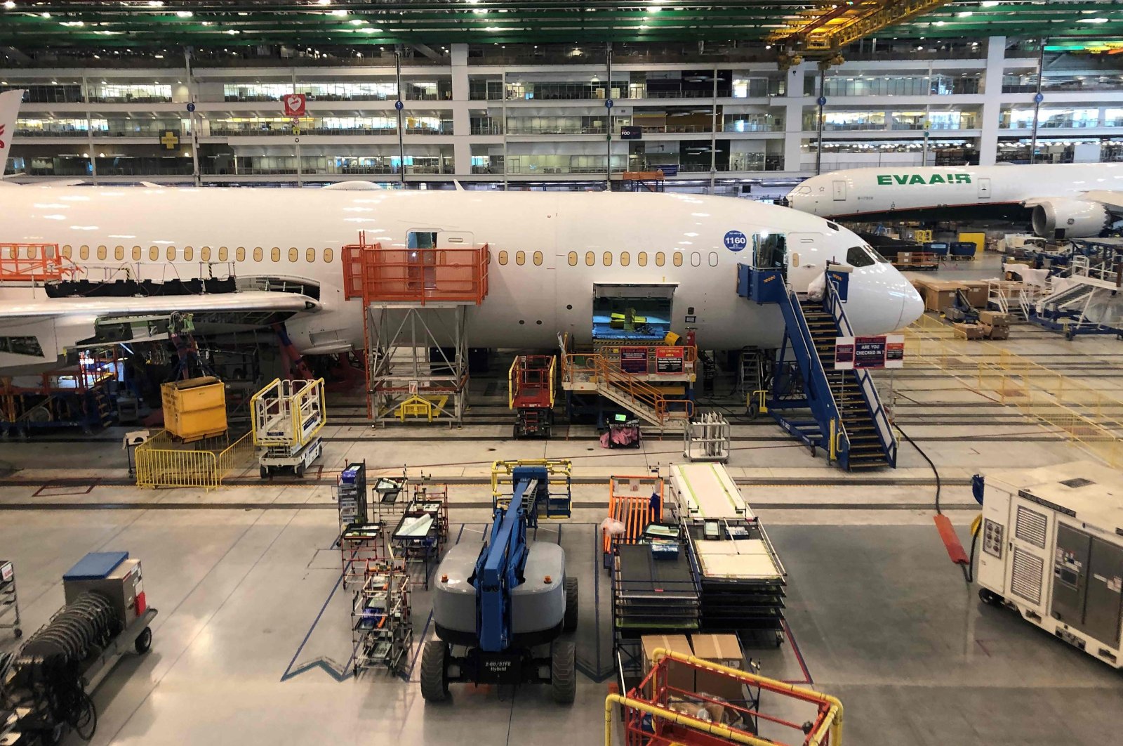 Boeing 787 Dreamliners are built at the aviation company&#039;s North Charleston assembly plant, South Carolina, U.S., May 30, 2023. (AFP Photo)