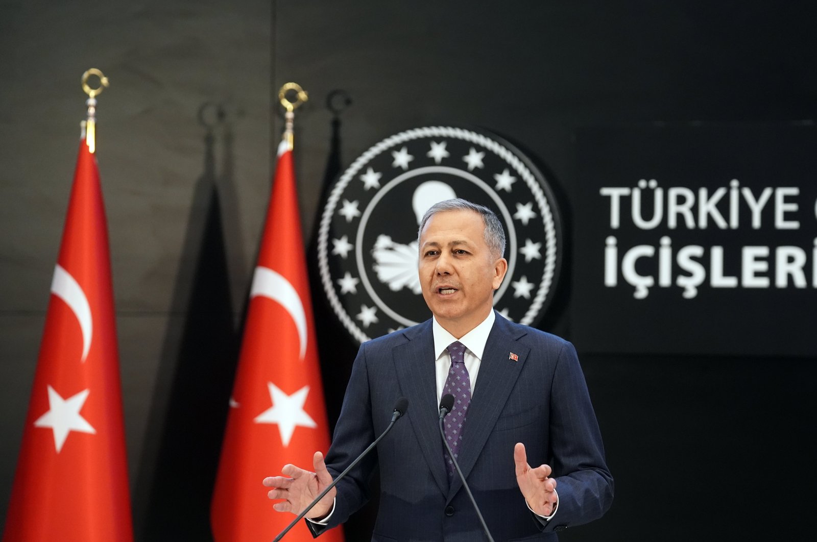 Interior Minister Ali Yerlikaya speaks at a news conference, Ankara, Türkiye, April 29, 2024. (AA Photos)