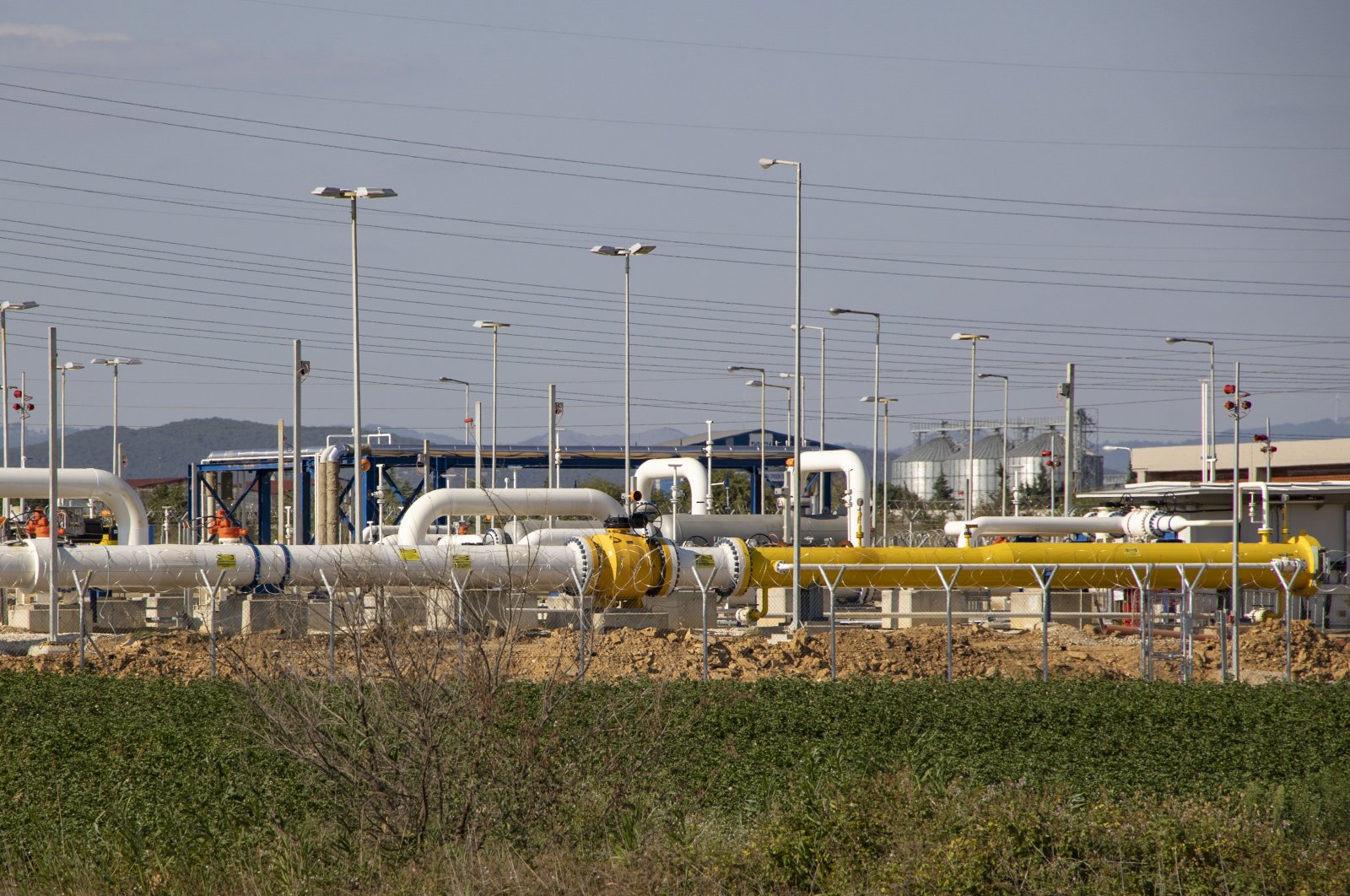 Exterior view of the natural gas pipeline supply Interconnector Greece Bulgaria IGB, inaugurated on July 8, 2022, by the Greek and Bulgarian prime minister and Azerbaijan&#039;s minister of energy, connected to the landing station of the Trans Adriatic Pipeline (TAP) near Komotini, Greece, July 30, 2022. (Reuters Photo)