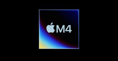 A handout photo made available by Apple Inc. shows an Apple M4 chip badge that is powering the new iPad Pros during an Apple virtual event in Cupertino, California, U.S., May 7, 2024. (EPA Photo)
