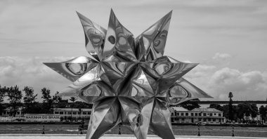 The "Puffed Star," sculpture of polished aluminum, by Frank Stella at Museum of Tomorrow, Rio de Janeiro, Brazil, March 24, (Shutterstock Photo)