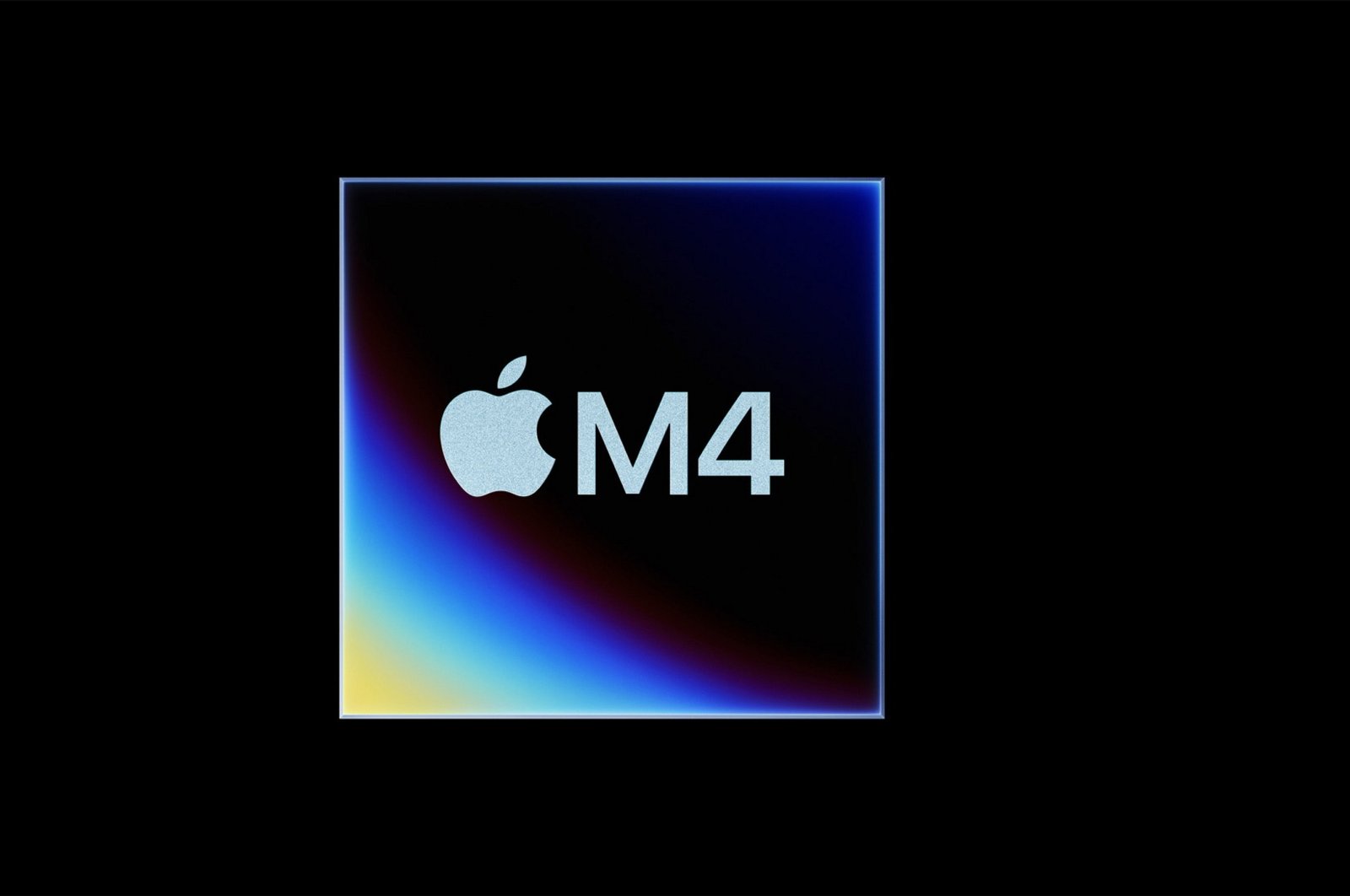 A handout photo made available by Apple Inc. shows an Apple M4 chip badge that is powering the new iPad Pros during an Apple virtual event in Cupertino, California, U.S., May 7, 2024. (EPA Photo)