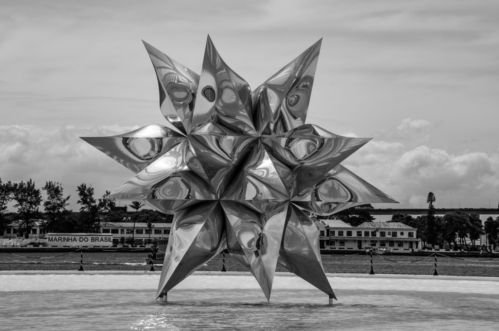 The "Puffed Star," sculpture of polished aluminum, by Frank Stella at Museum of Tomorrow, Rio de Janeiro, Brazil, March 24, (Shutterstock Photo)
