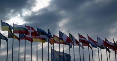 European countries' flags fly in front of the European Parliament building in Strasbourg, France, May 8, 2024. (AFP Photo)