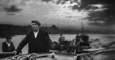 A photo from the exhibition "Fisherman at Kumkapı," which features the series of articles "Armenian Fisherman at Kumkapı" published in the Jamanak newspaper, Istanbul, Türkiye, Jan. 23, 2018. (Photo Courtesy of Ara Güler Museum)