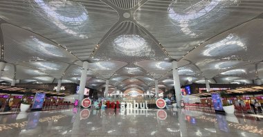 Inscription Istanbul at the hall in the new main Istanbul Airport, Istanbul, Türkiye, May 8, 2023. (Reuters Photo)
