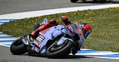 Ducati Spanish rider Marc Marquez competes during the MotoGP Spanish Grand Prix race at the Jerez racetrack, Jerez de la Frontera, Spain, April 28, 2024. (AFP Photo)