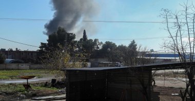 Smoke billows after Turkish airstrikes target the PKK terrorist group, Qamishli, Syria, Dec. 25, 2023. (AFP Photo)