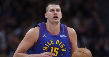Denver Nuggets' Nikola Jokic brings the ball down the court against the Minnesota Timberwolves in the first quarter during Game One of the Western Conference Second Round Playoffs at Ball Arena, Denver, U.S., May 4, 2024. (AFP Photo)