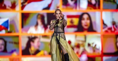 Türkiye&#039;s Sertab Erener performs the song &quot;Everyway That I Can&quot; during the second semifinal of the 2024 Eurovision song competition at the Malmö Arena in Malmö, Sweden, May 9, 2024. (EPA Photo)