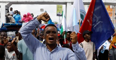 A Somali man reacts during a march in Mogadishu, Somalia, Jan. 11, 2024. (Reuters Photo)