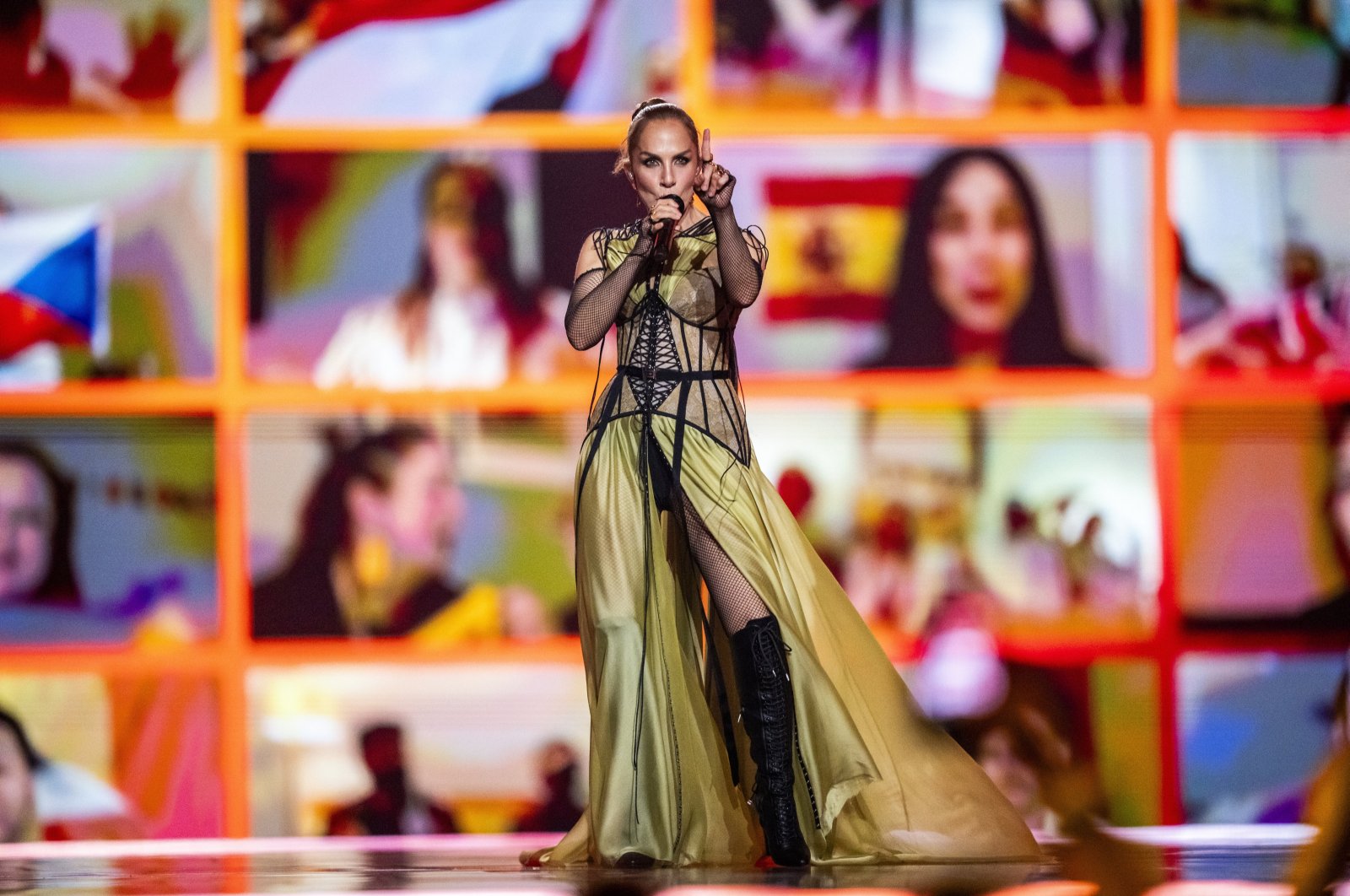 Türkiye&#039;s Sertab Erener performs the song &quot;Everyway That I Can&quot; during the second semifinal of the 2024 Eurovision song competition at the Malmö Arena in Malmö, Sweden, May 9, 2024. (EPA Photo)