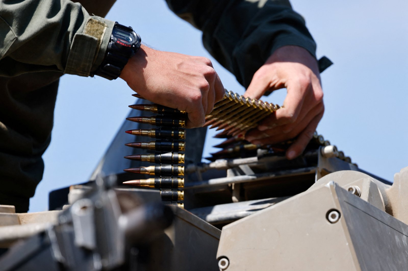 An Israeli soldier prepares ammunition near the Israel-Gaza border, in Israel, April 10, 2024. (Reuters Photo)