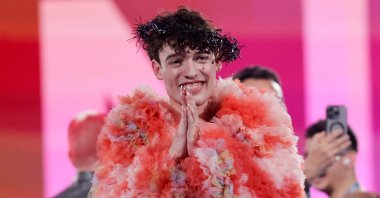 Nemo, representing Switzerland, reacts after winning during the Grand Final of the 2024 Eurovision Song Contest, Malmo, Sweden, May 11, 2024. (Reuters Photo)
