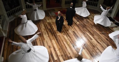 A whirling dervish ceremony is held during the opening of Kasımpaşa Mevlevihane in Istanbul, Türkiye, May 11, 2024. (DHA Photo)