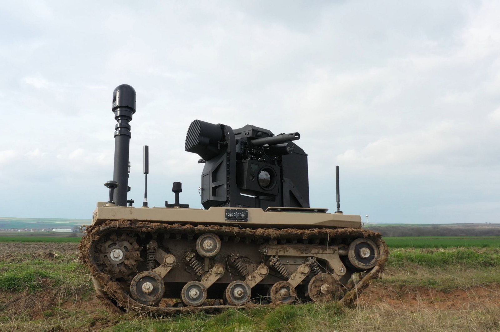 A front view of the unmanned land vehicle Barkan developed by Turkish defense giant Havelsan, Türkiye, May 10, 2024. (AA Photo)