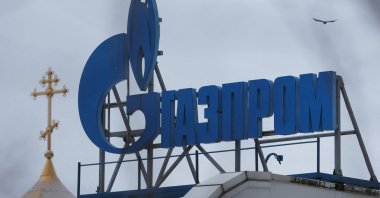 A view shows the Gazprom logo installed on the roof of a building in Saint Petersburg, Russia, Feb. 5, 2024. (Reuters Photo)