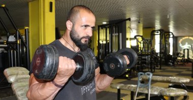 Turkish bodybuilder Halit Durak during a training session, Ağrı, Türkiye, May 13, 2024. (AA Photo)