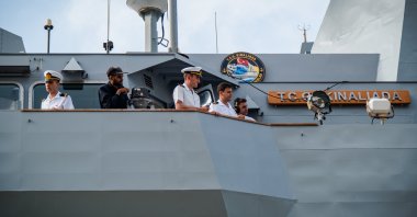 The TCG Kınalıada and its crew are pictured during a visit to Port Klang Cruise Terminal in Selangor, Malaysia, May 13, 2024. (AA Photo)