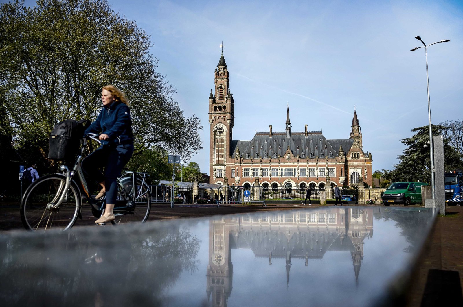 An exterior view of the Peace Palace in the Hague, the Netherlands, May 1, 2024. (EPA Photo)