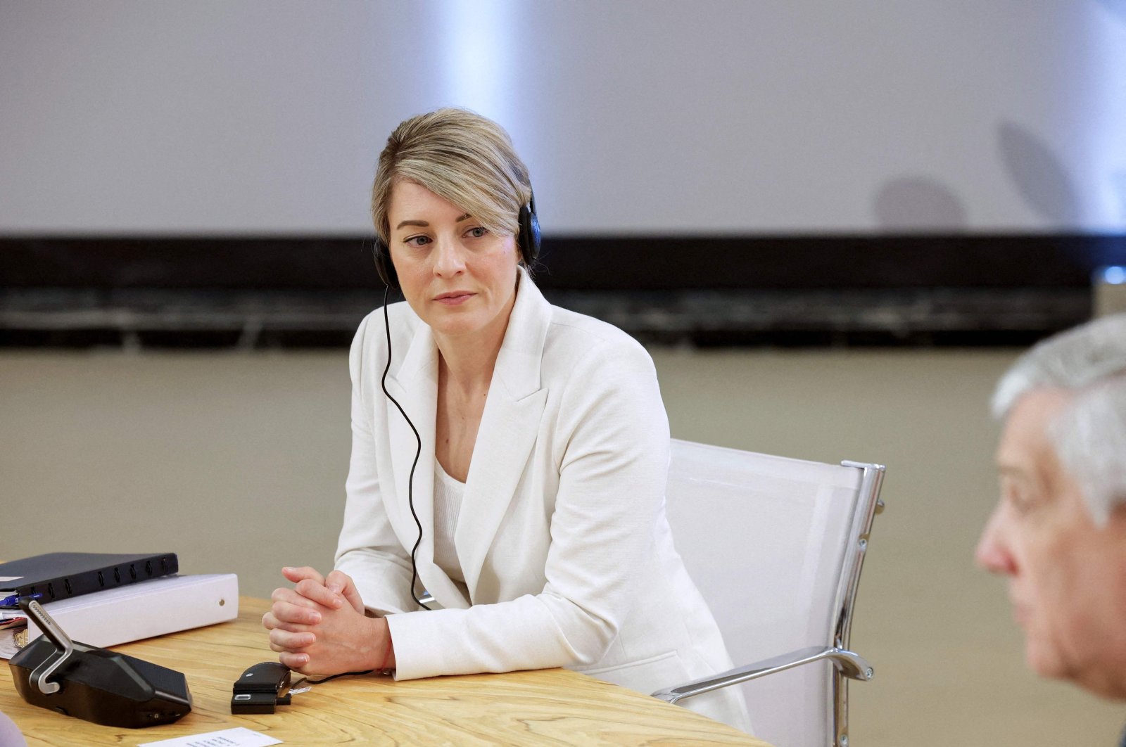 Canadian Minister of Foreign Affairs Melanie Joly attends the G7 foreign ministers meeting on Capri island, on April 18, 2024. (AFP Photo)