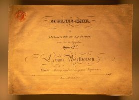 The final chorus of German composer Ludwig van Beethoven&#039;s Ninth Symphony, including &quot;Ode to Joy,&quot; is on display at the Beethovenhaus Museum, where Beethoven spent some of his summers and composed sections of his Ninth Symphony, Baden bei Wien, Austria, April 30, 2024. (AFP Photo)