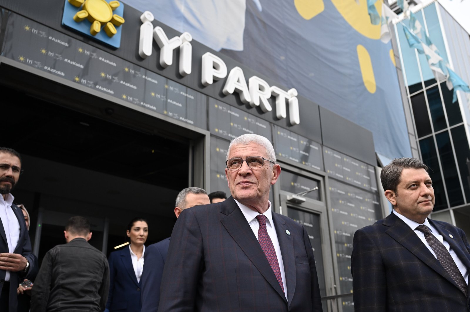 Photo shows Müsavat Dervişoğlu, the opposition Good Party’s (IP) recently elected chairperson outside party headquarters in the capital of Ankara, Türkiye, May 9, 2024. (AA Photo)