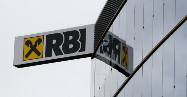 The logo of Raiffeisen Bank International (RBI) is pictured at its headquarters in Vienna, Austria March 13, 2019. (Reuters Photo)