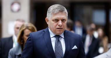 Slovakia&#039;s Prime Minister Robert Fico in Brussels, Belgium, April 18, 2024. (AFP Photo)