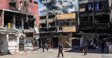 A smoke plume rises during Israeli bombardment in Jabalia in the northern Gaza Strip, Palestine, May 14, 2024. (AFP Photo)