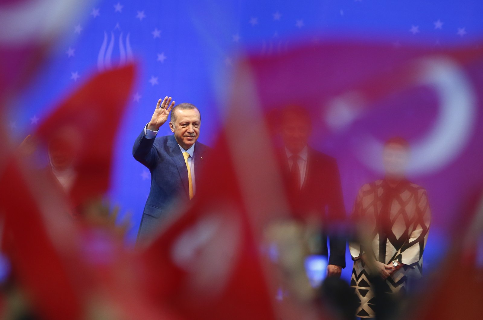 President Recep Tayyip Erdoğan greets supporters during a pre-election rally in Sarajevo, Bosnia-Herzegovina, May 20, 2018. (Reuters Photo)