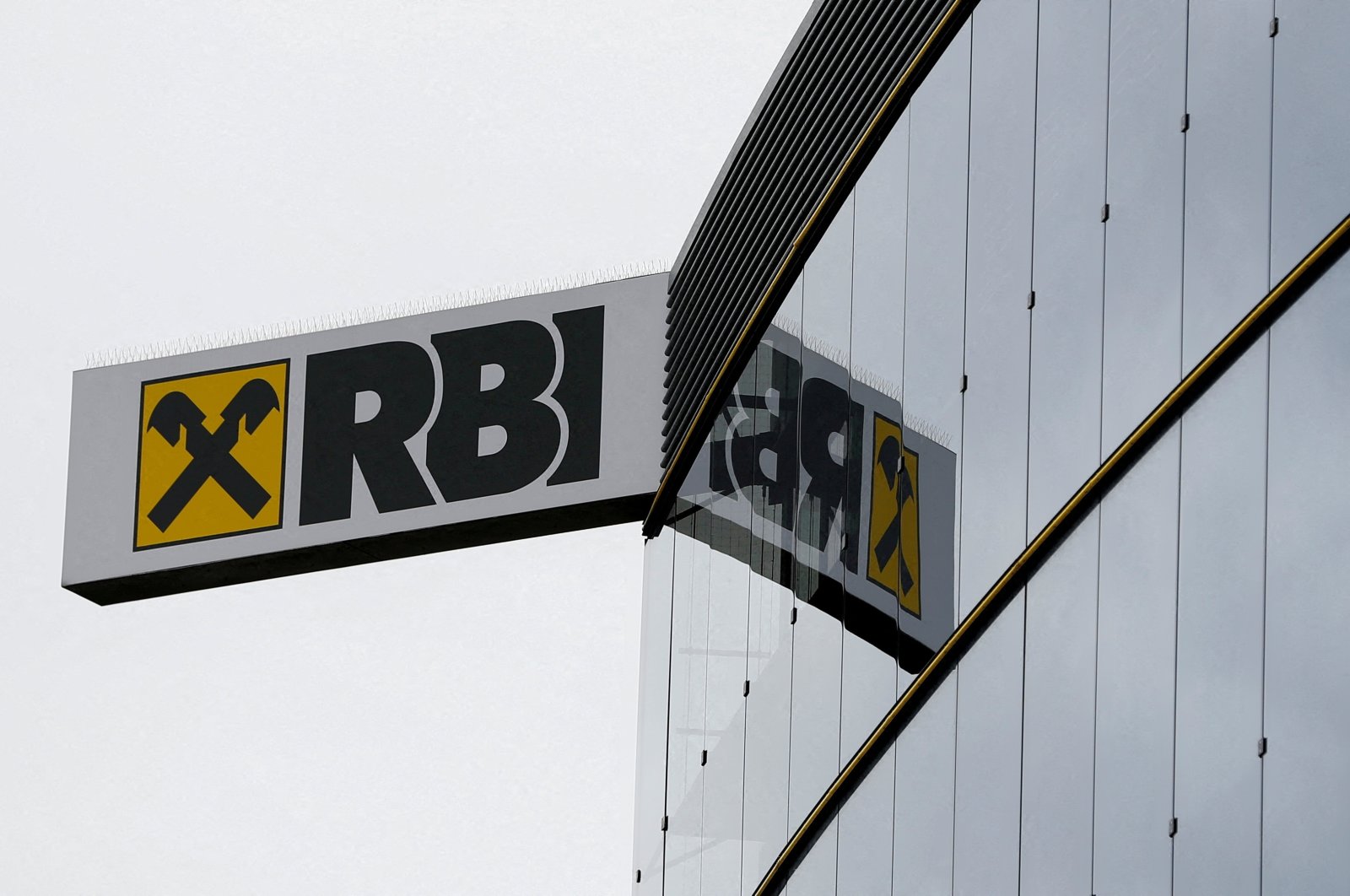 The logo of Raiffeisen Bank International (RBI) is pictured at its headquarters in Vienna, Austria March 13, 2019. (Reuters Photo)