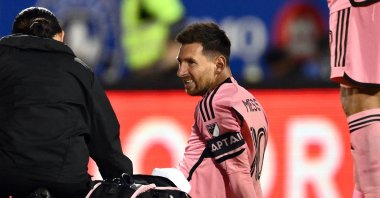 Inter Miami&#039;s Lionel Messi reacts after being injured during the first half against CF Montreal at Saputo Stadium, Montreal, Canada, May 11, 2024. (AFP Photo)