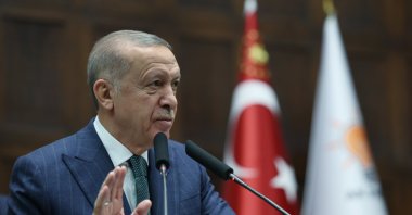 President Recep Tayyip Erdoğan speaks during his party's group meeting at Parliament, Ankara, Türkiye, May 15, 2024. (AA Photo)