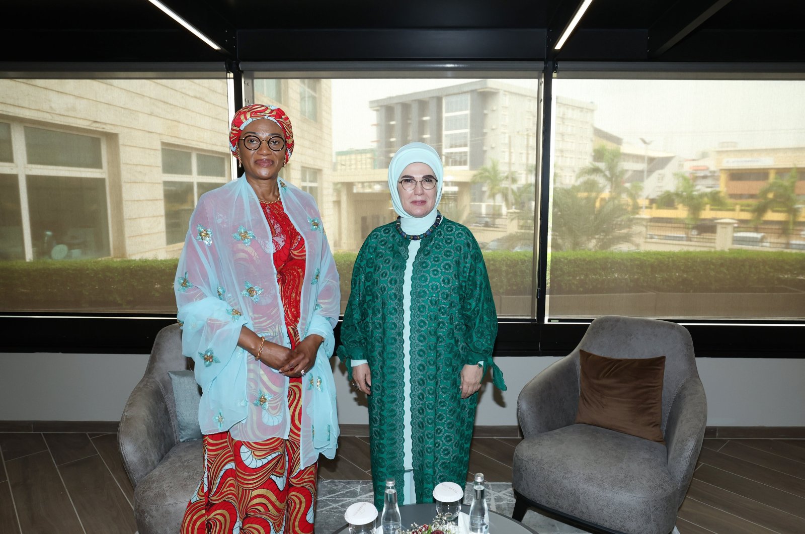 First lady Emine Erdoğan meets with Nigeria&#039;s first lady, Remi Tinubu, Abuja, Nigeria, May 15, 2024. (AA Photo)