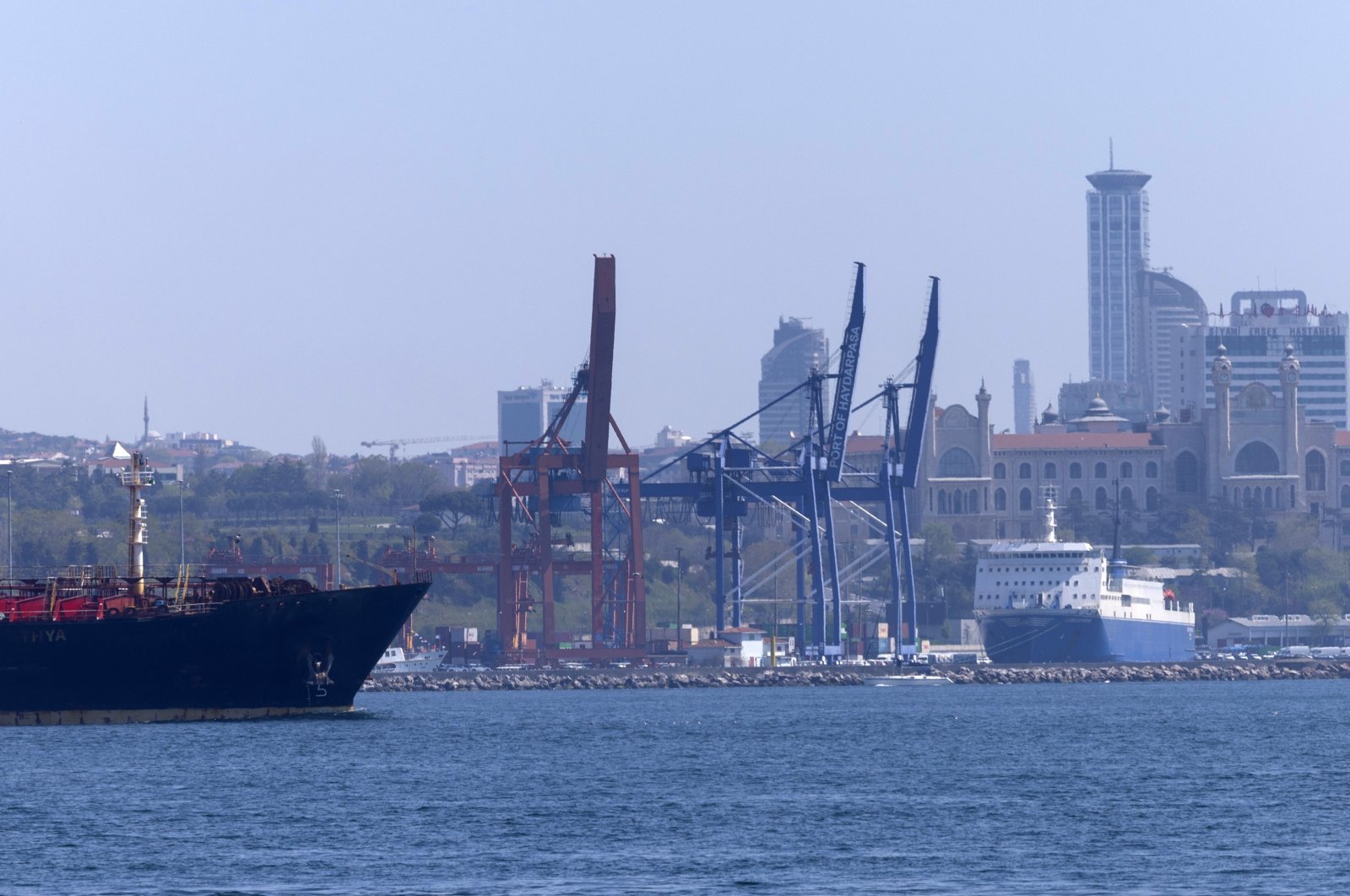 A general view of Haydarpaşa port at the Bosporus, Istanbul, Türkiye, April 9, 2024. (EPA Photo)