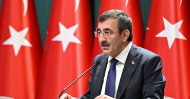 Vice President Cevdet Yılmaz speaks during a press conference to unveil a savings measures package, Ankara, Türkiye, May 13, 2024. (AA Photo)
