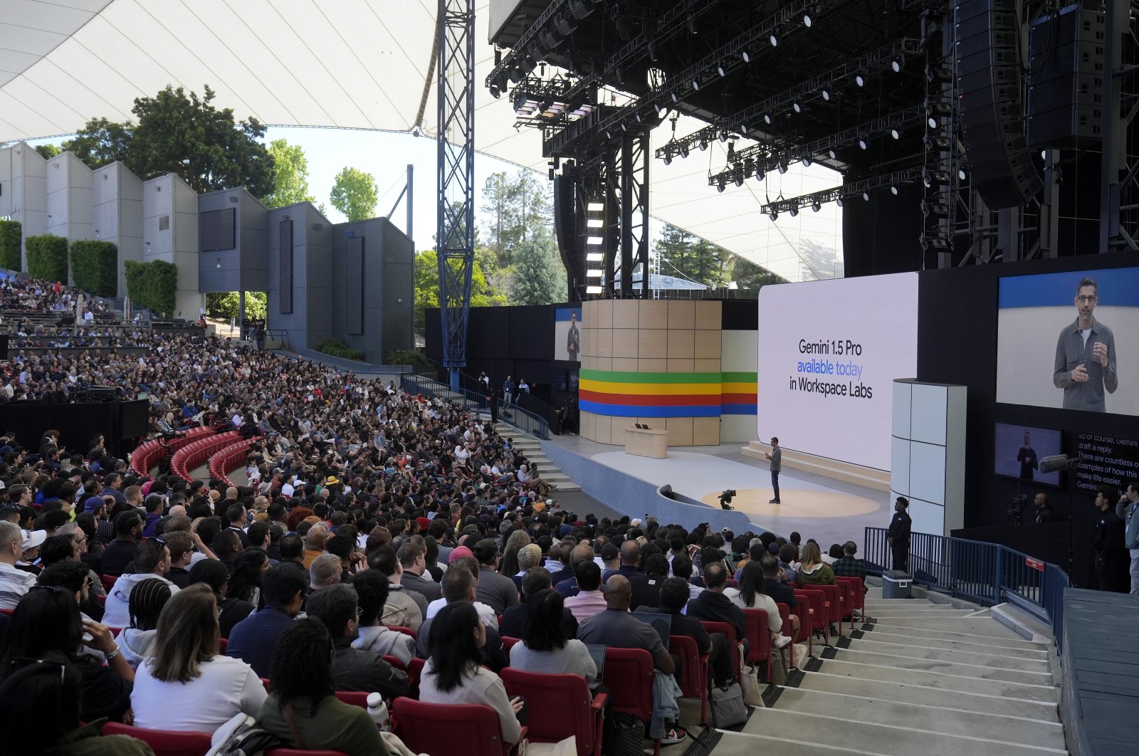 Alphabet CEO Sundar Pichai speaks at a Google I/O event in Mountain View, California, U.S., May 14, 2024. (AP Photo)