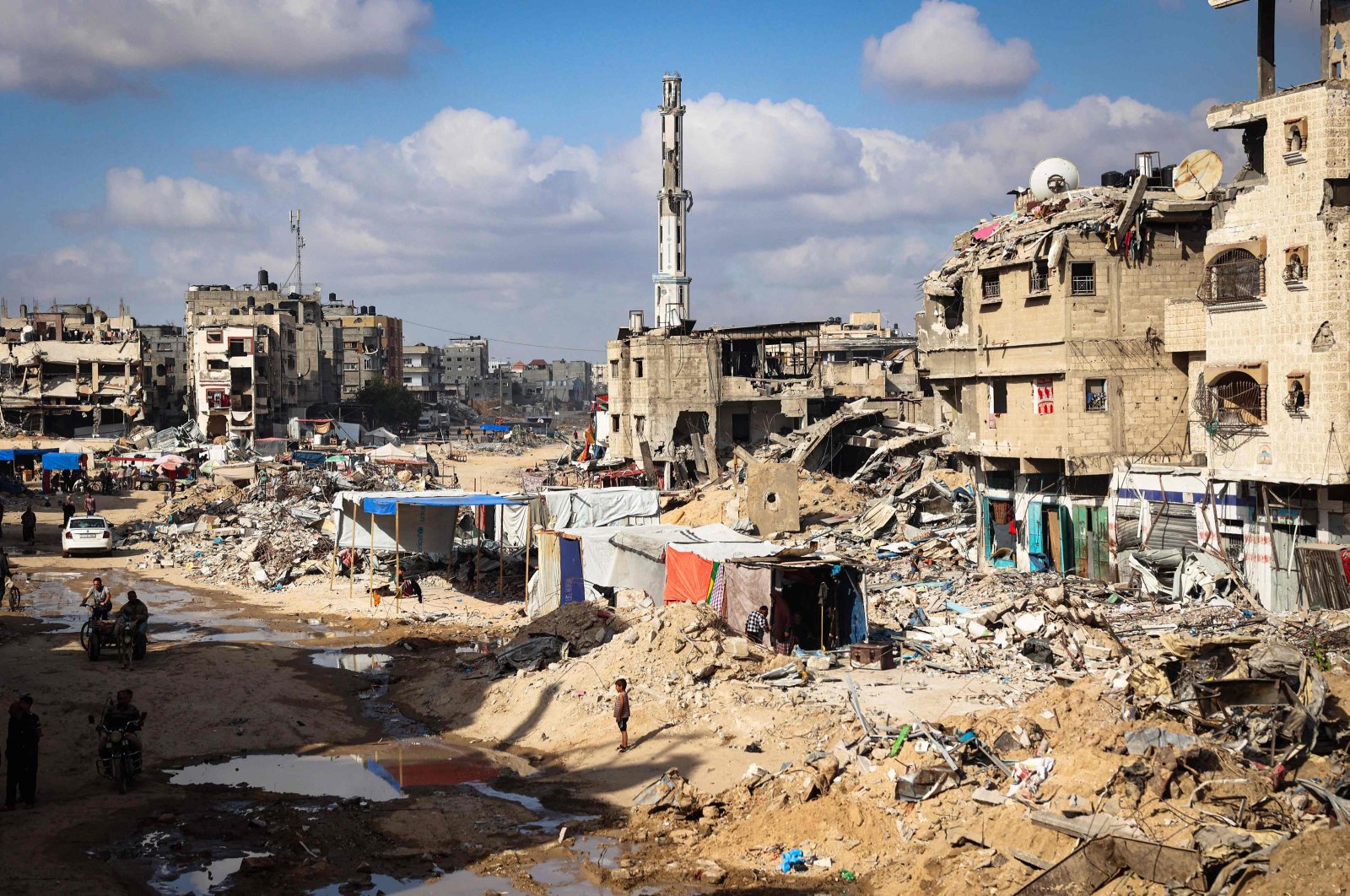 Tents are set up by displaced Palestinians amid the devastation in Khan Yunis, Gaza Strip, Palestine, May 16, 2024. (AFP Photo)