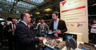 Industry and Technology Minister Mehmet Fatih Kacır (L) attends the Tech.eu Summit London 2024, London, U.K., May 16, 2024. (AA Photo)